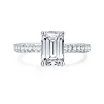 Emerald Cut Pavé Solitaire Ring