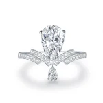 Elegant Pear Crown Ring